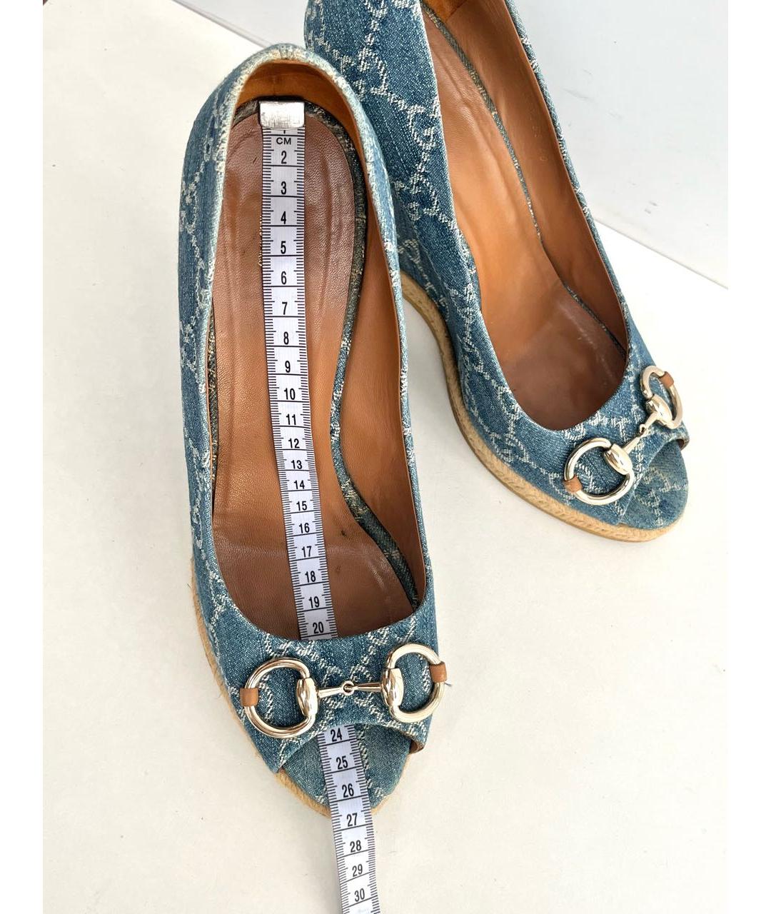 GUCCI Голубые текстильные туфли, фото 7