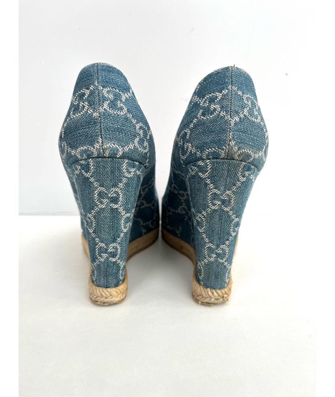 GUCCI Голубые текстильные туфли, фото 3