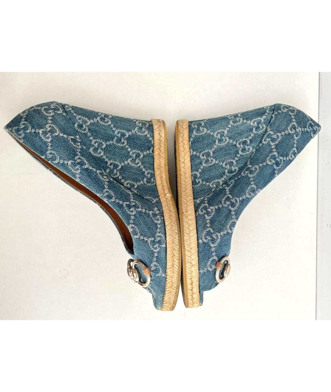 GUCCI Голубые текстильные туфли, фото 5