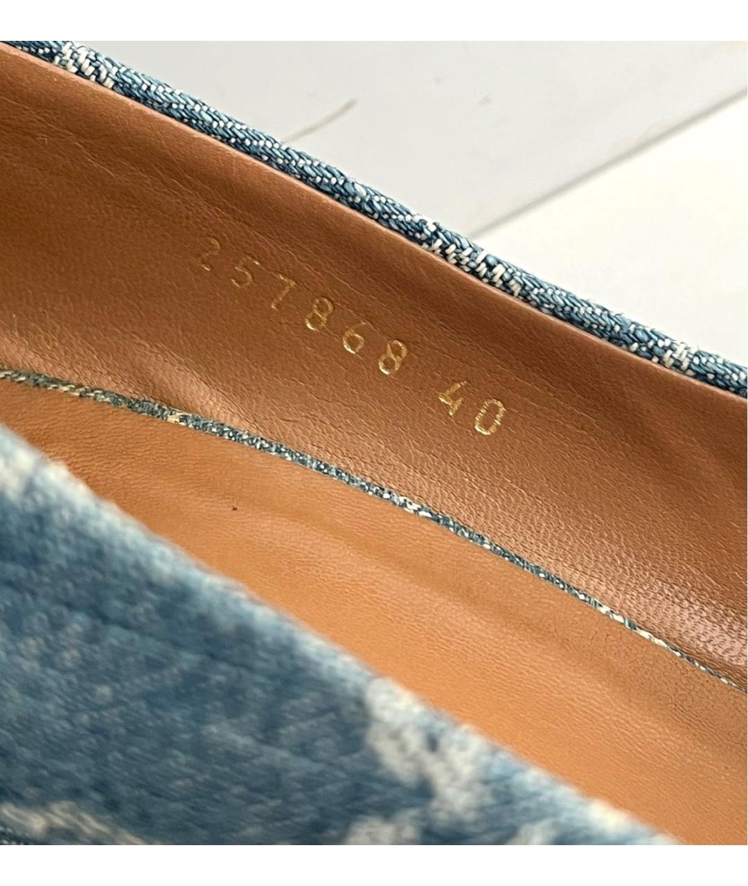 GUCCI Голубые текстильные туфли, фото 4