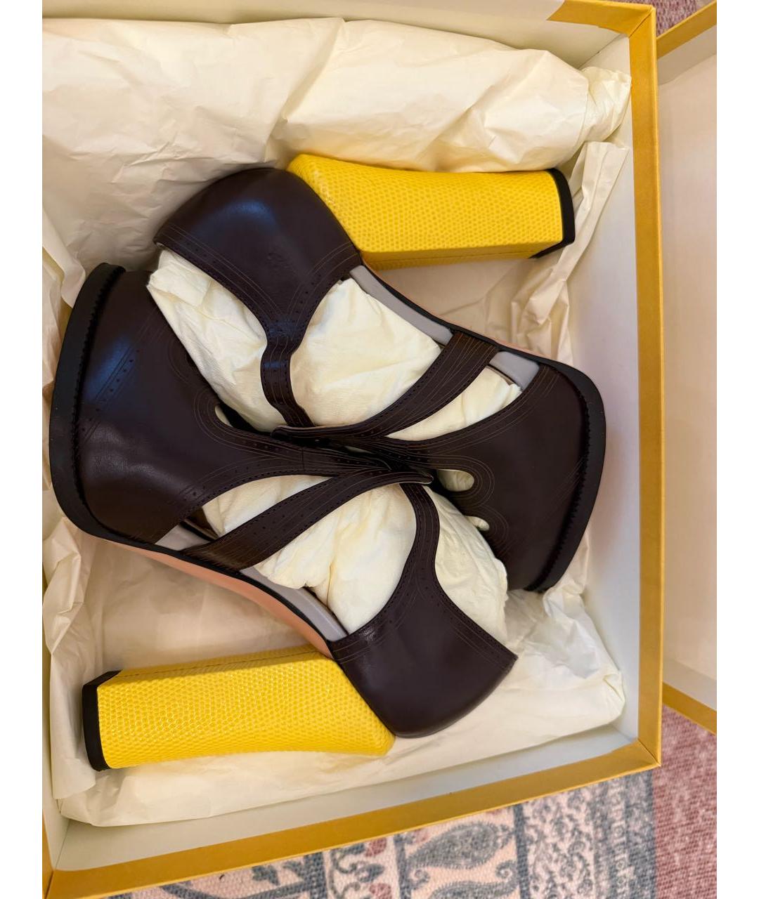 FENDI Коричневые кожаные туфли, фото 8