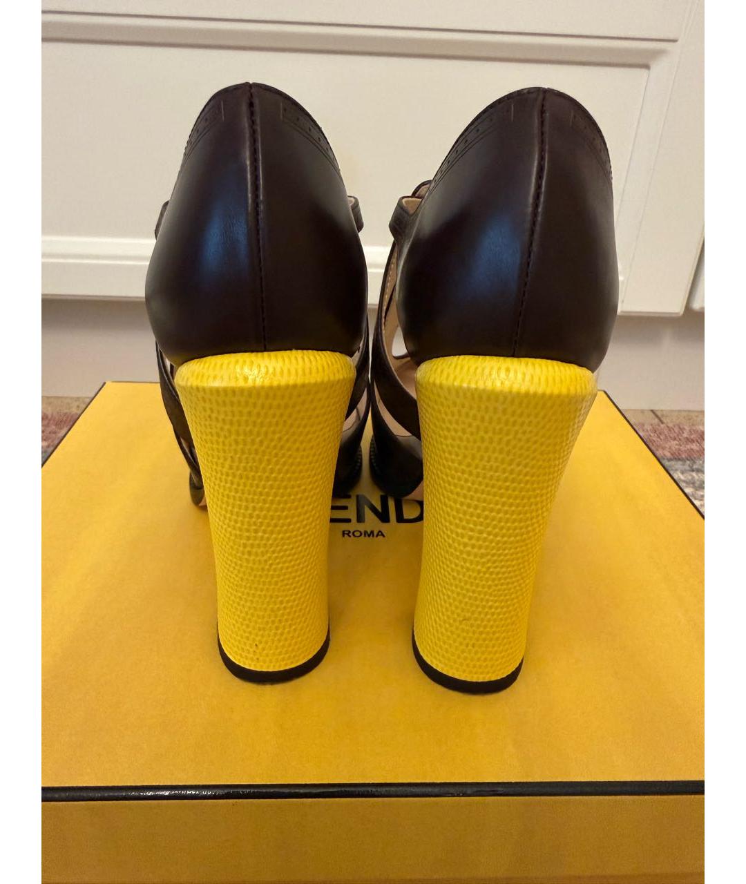 FENDI Коричневые кожаные туфли, фото 4