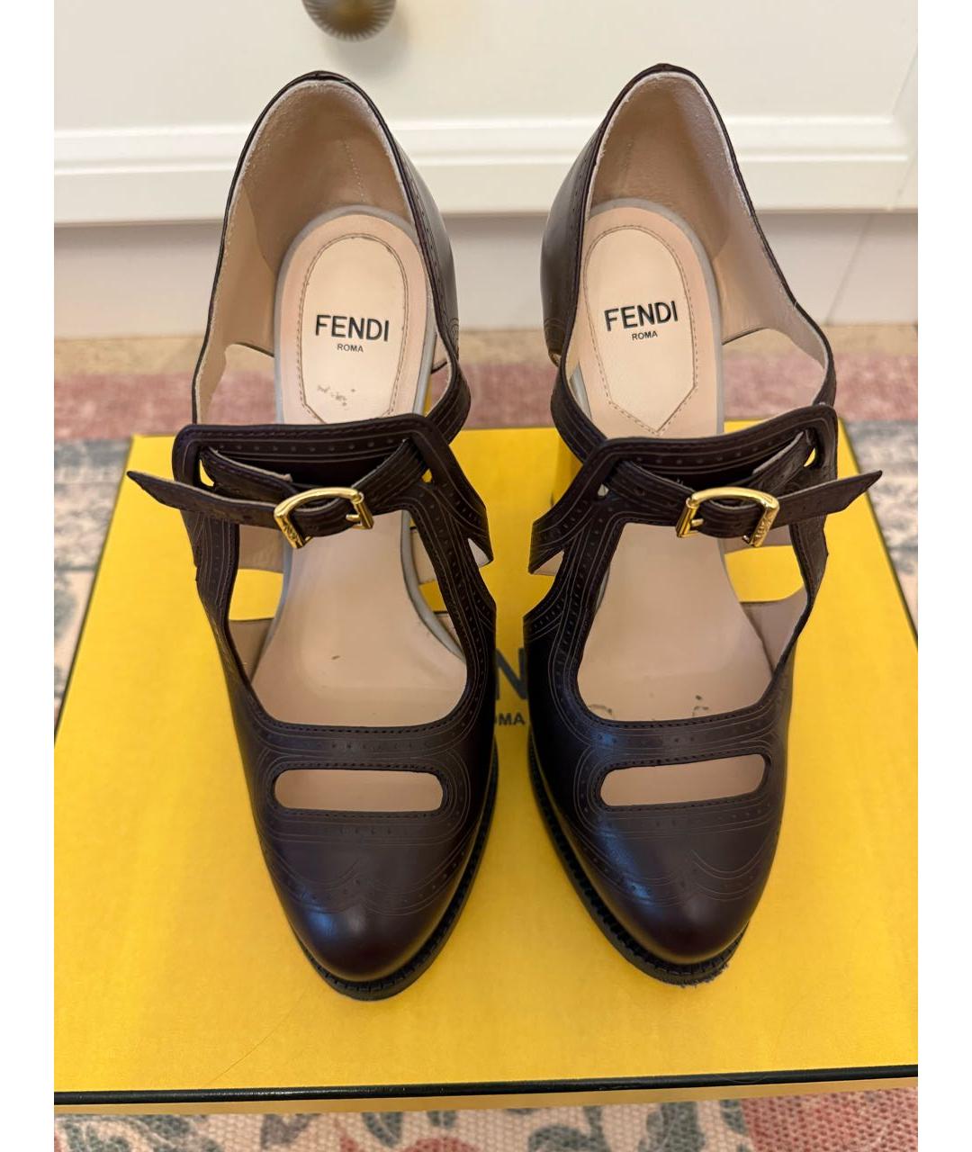 FENDI Коричневые кожаные туфли, фото 2