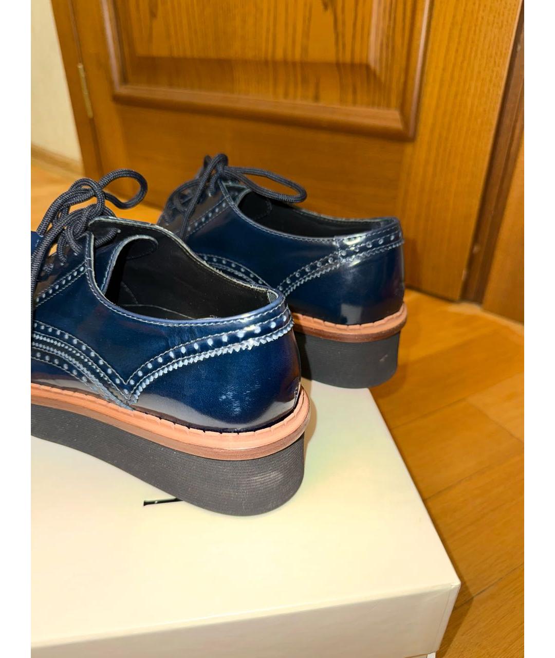 TOD'S Темно-синие брогги и оксфорды из лакированной кожи, фото 4