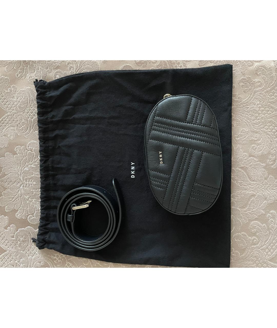 DKNY Черная кожаная поясная сумка, фото 2