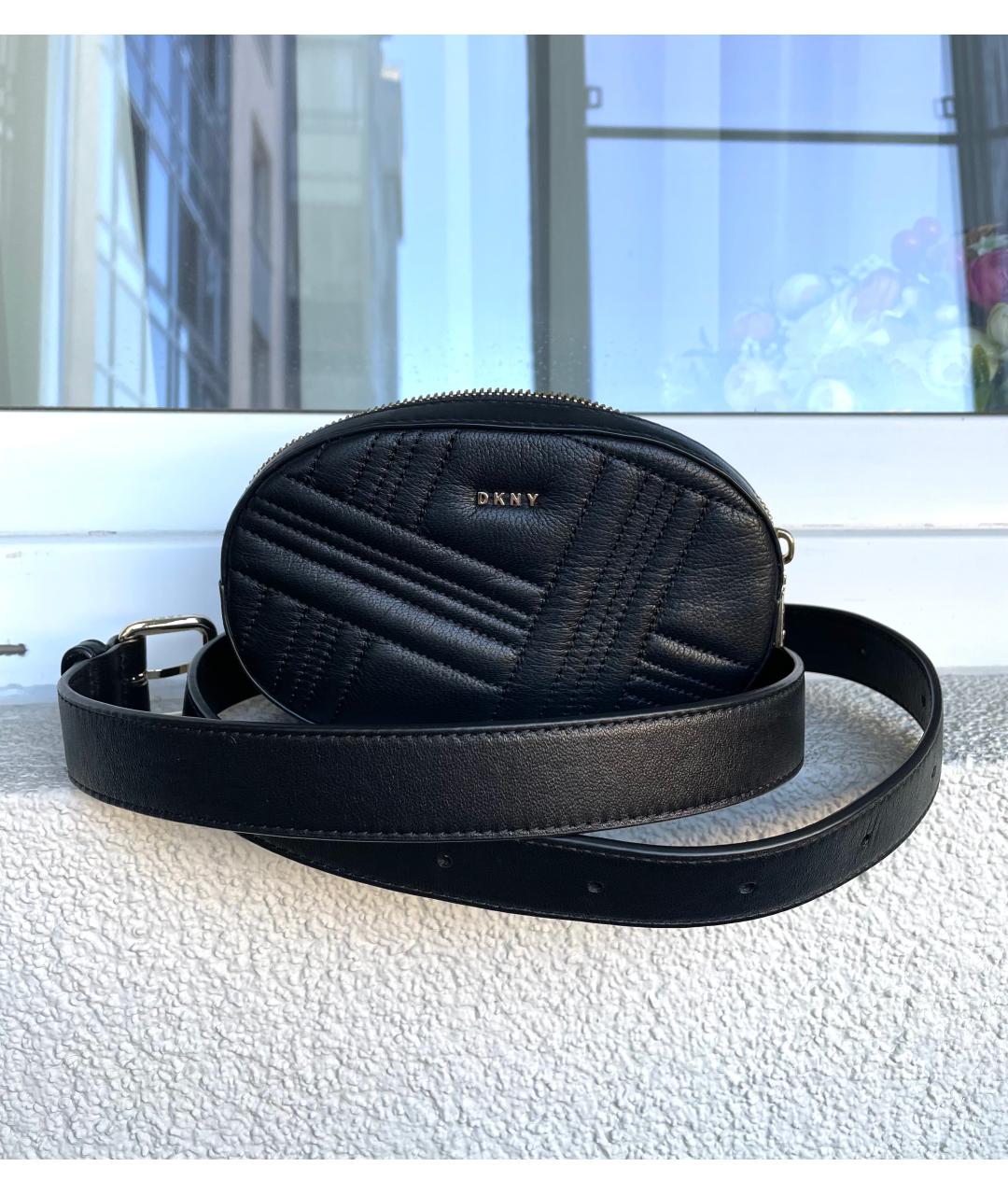 DKNY Черная кожаная поясная сумка, фото 5