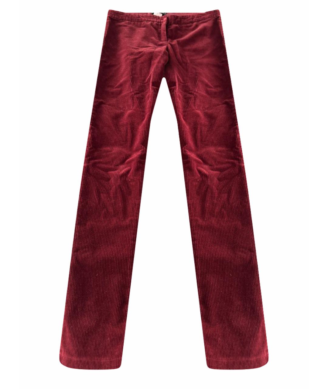 DOLCE&GABBANA Бордовые хлопковые прямые брюки, фото 1