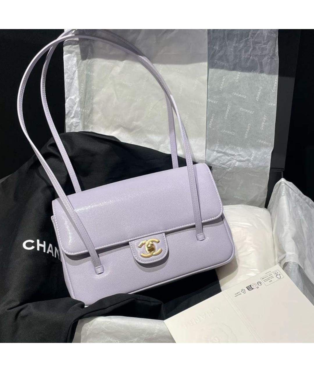 CHANEL Фиолетовая кожаная сумка через плечо, фото 5