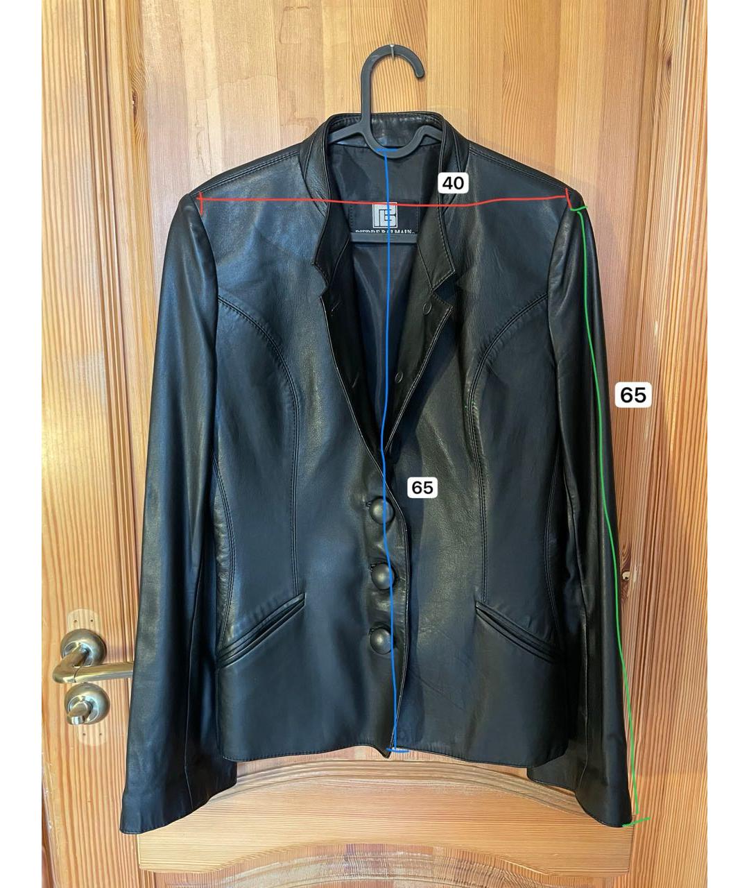PIERRE BALMAIN Черная кожаная куртка, фото 6