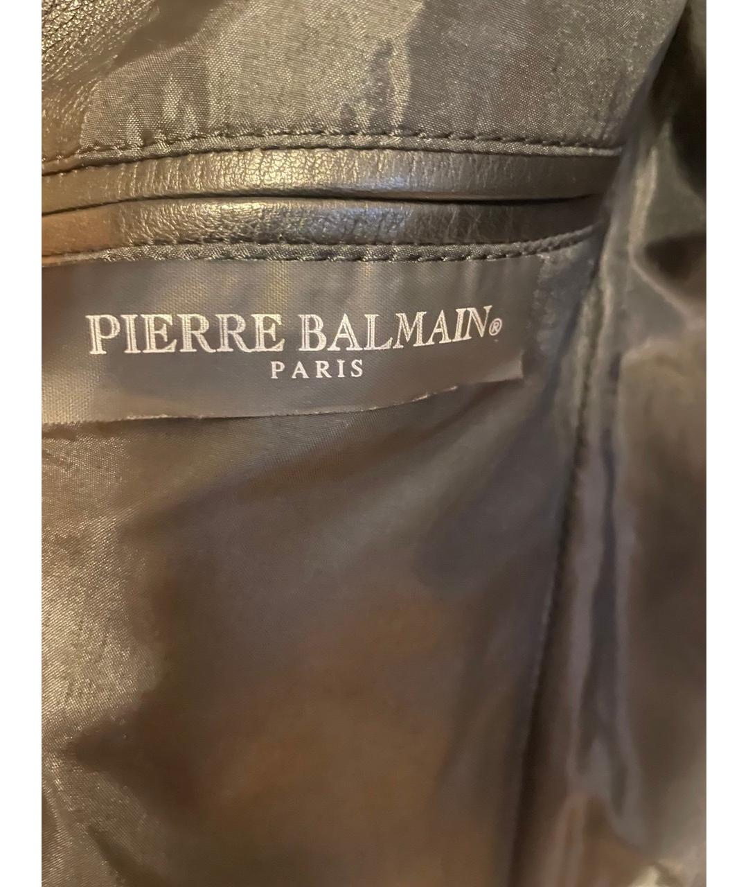 PIERRE BALMAIN Черная кожаная куртка, фото 4