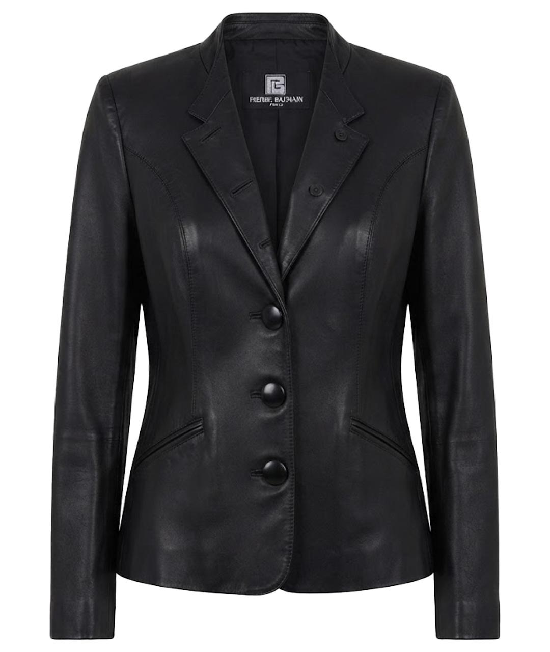 PIERRE BALMAIN Черная кожаная куртка, фото 1
