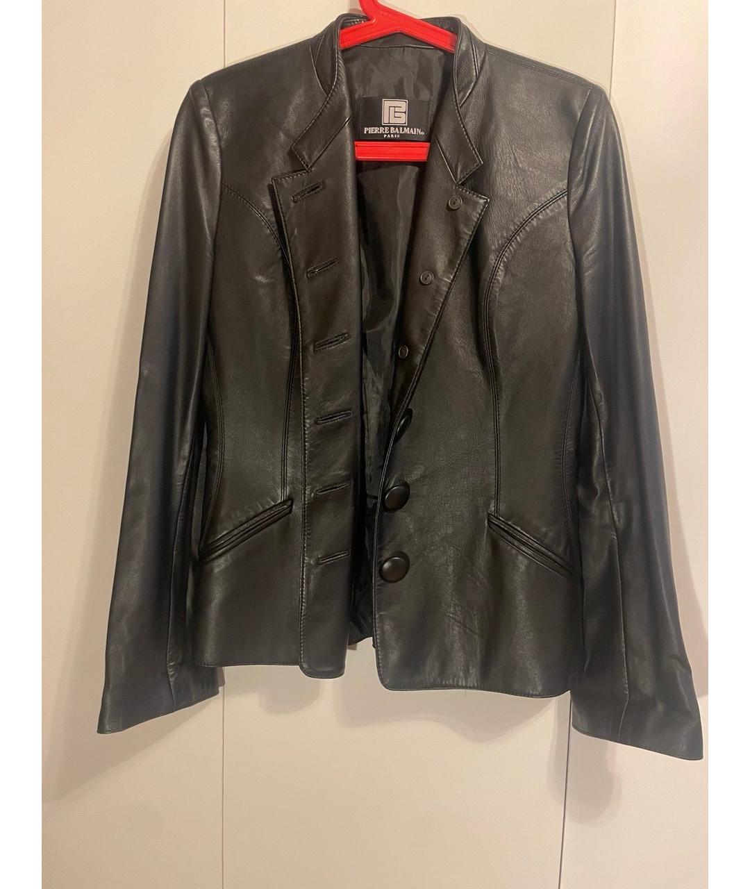 PIERRE BALMAIN Черная кожаная куртка, фото 5