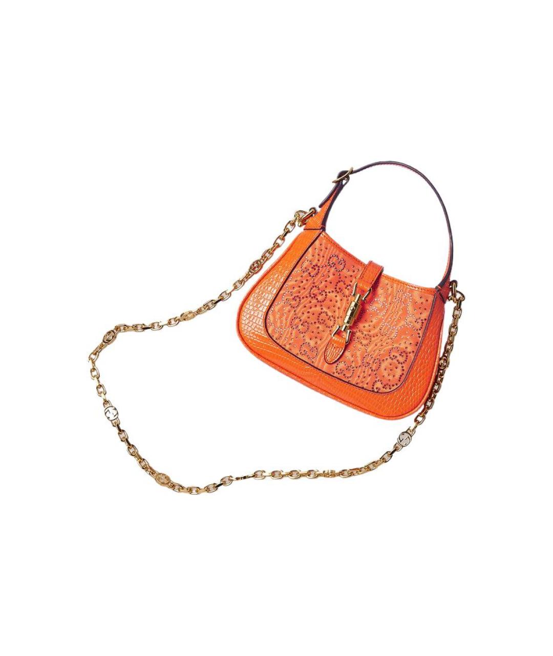 GUCCI Оранжевая сумка через плечо из канвы, фото 4