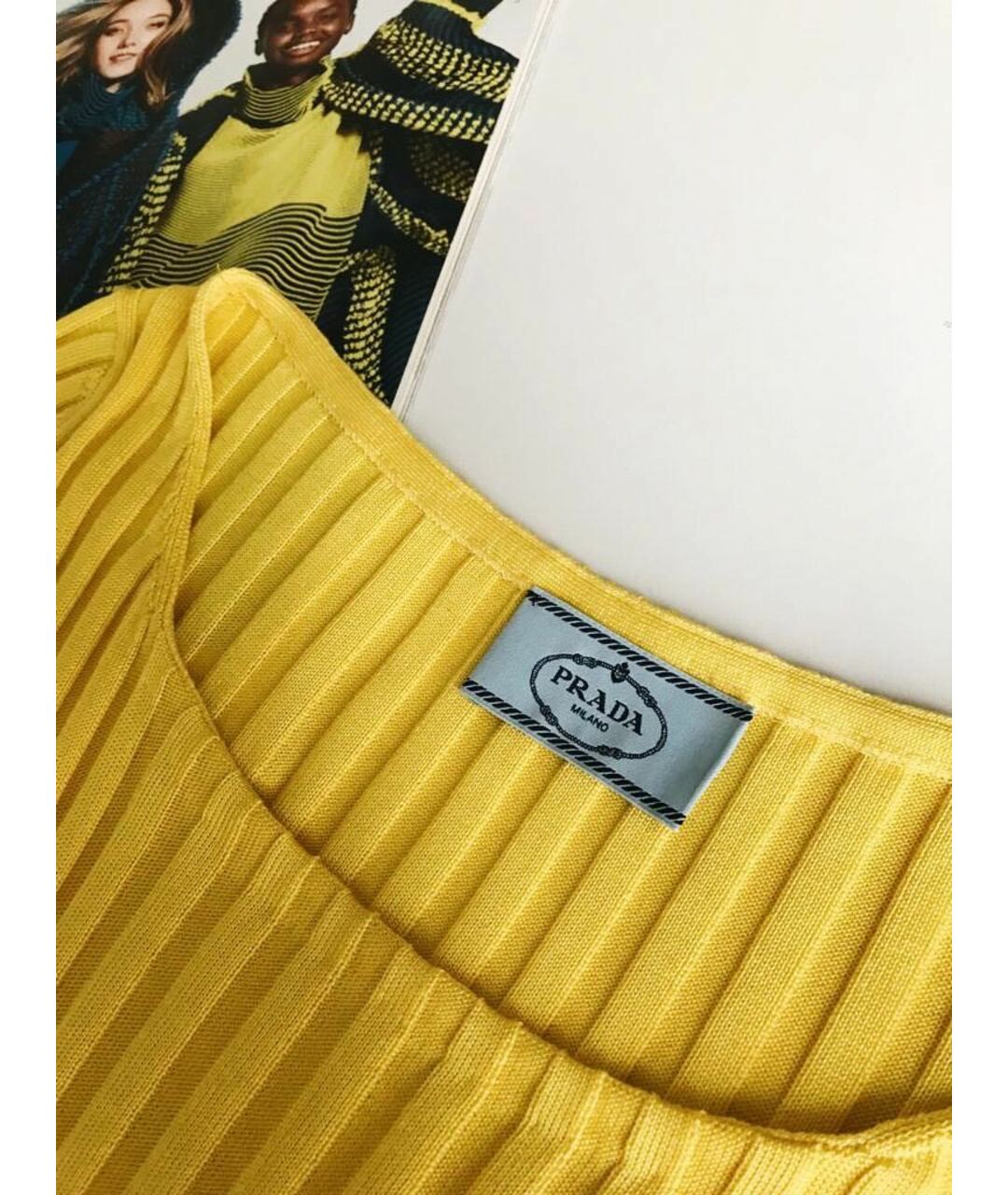 PRADA Желтая вискозная футболка, фото 6
