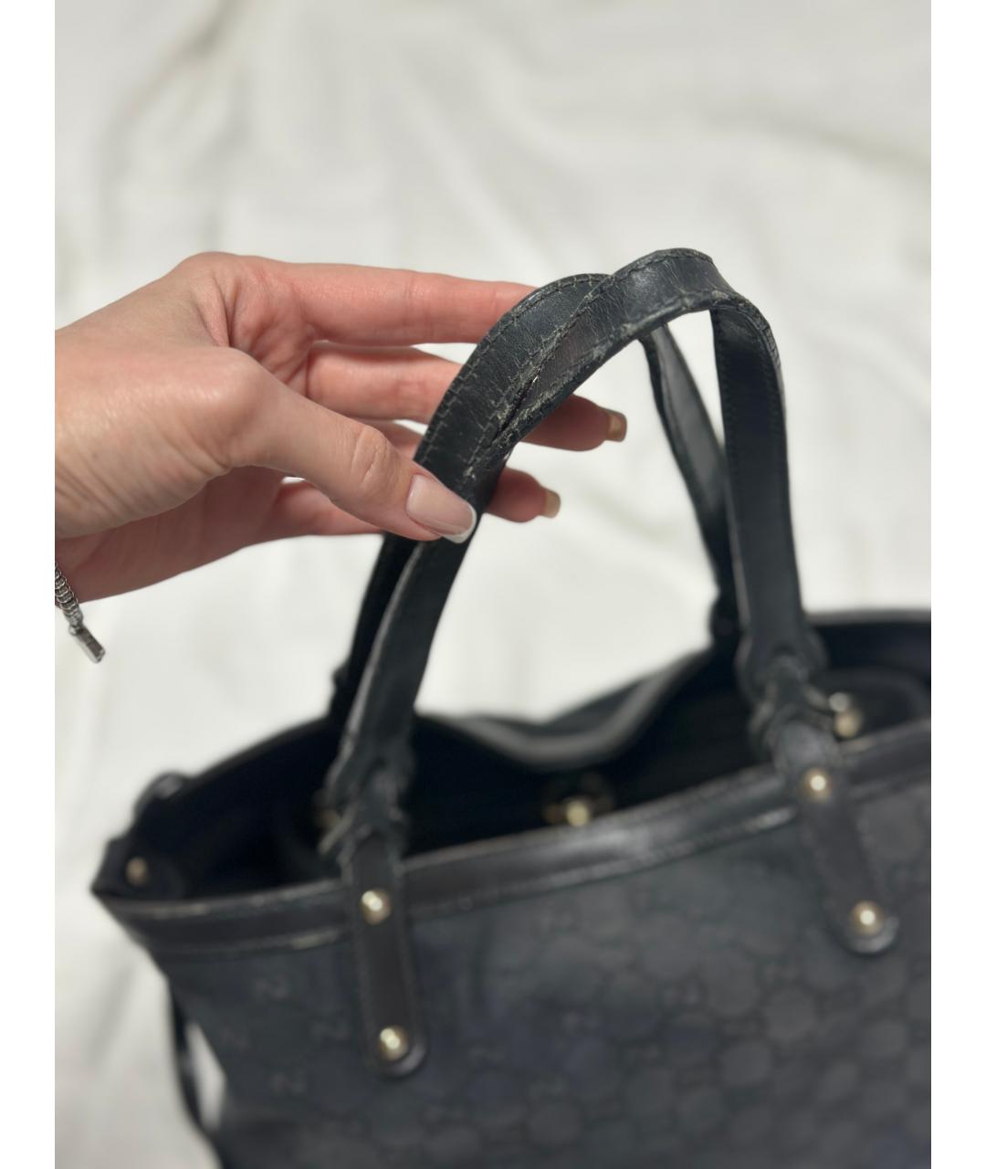 GUCCI Черная сумка тоут из канвы, фото 3