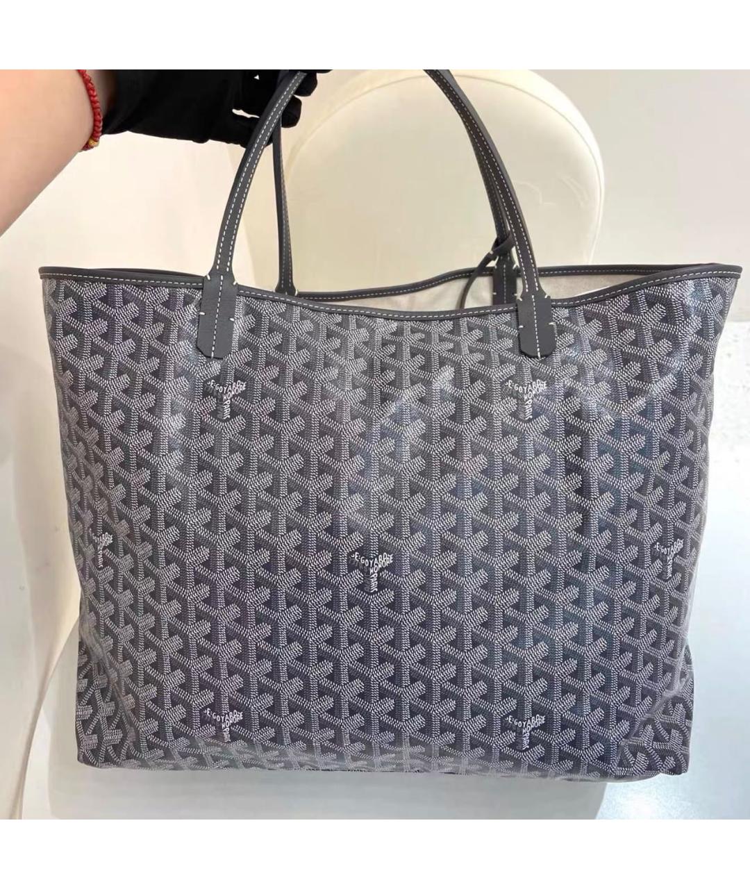 GOYARD Антрацитовая кожаная сумка тоут, фото 3
