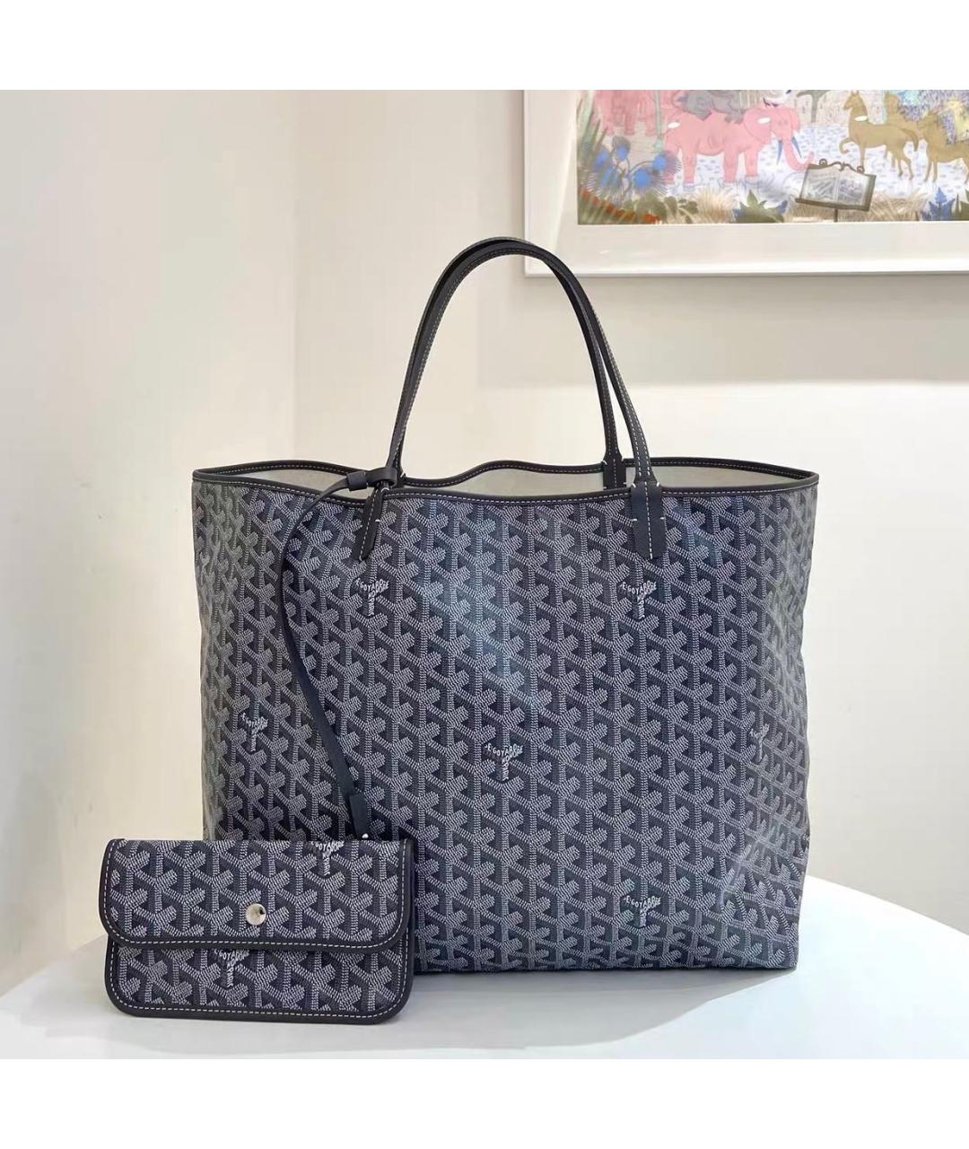 GOYARD Антрацитовая кожаная сумка тоут, фото 8