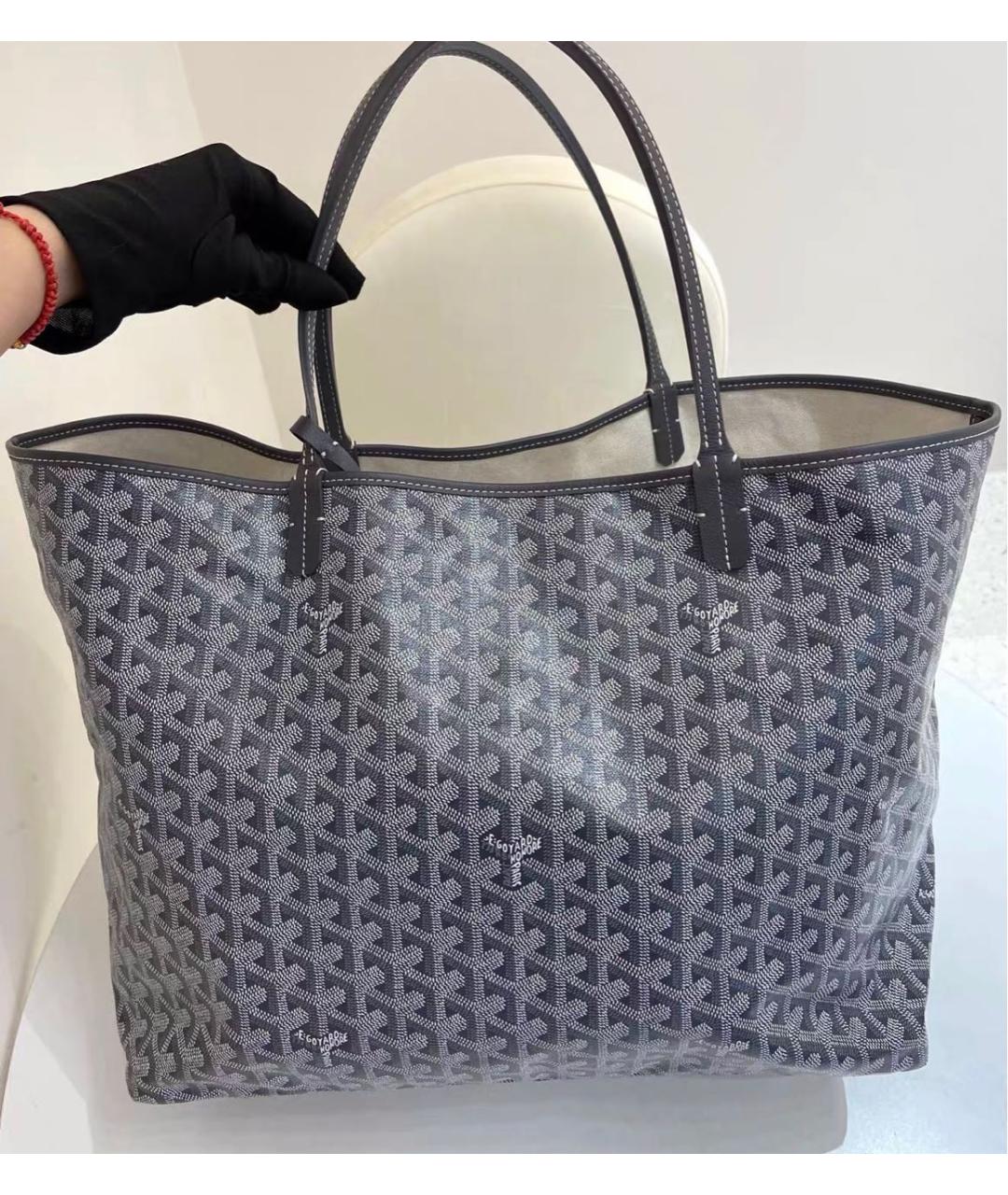 GOYARD Антрацитовая кожаная сумка тоут, фото 2