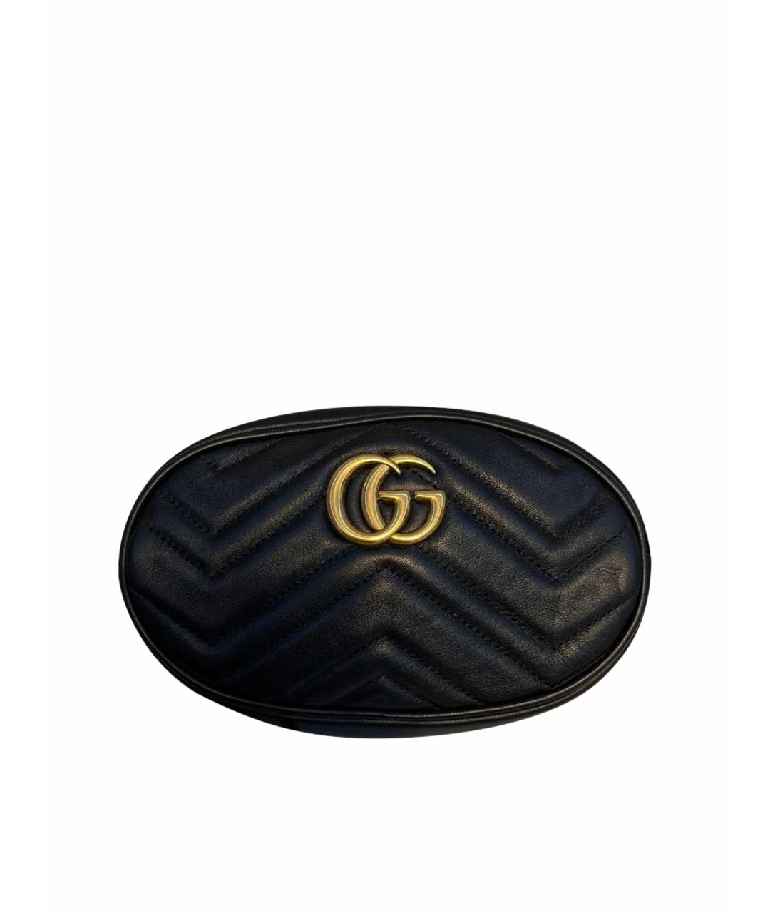 GUCCI Черная кожаная поясная сумка, фото 1