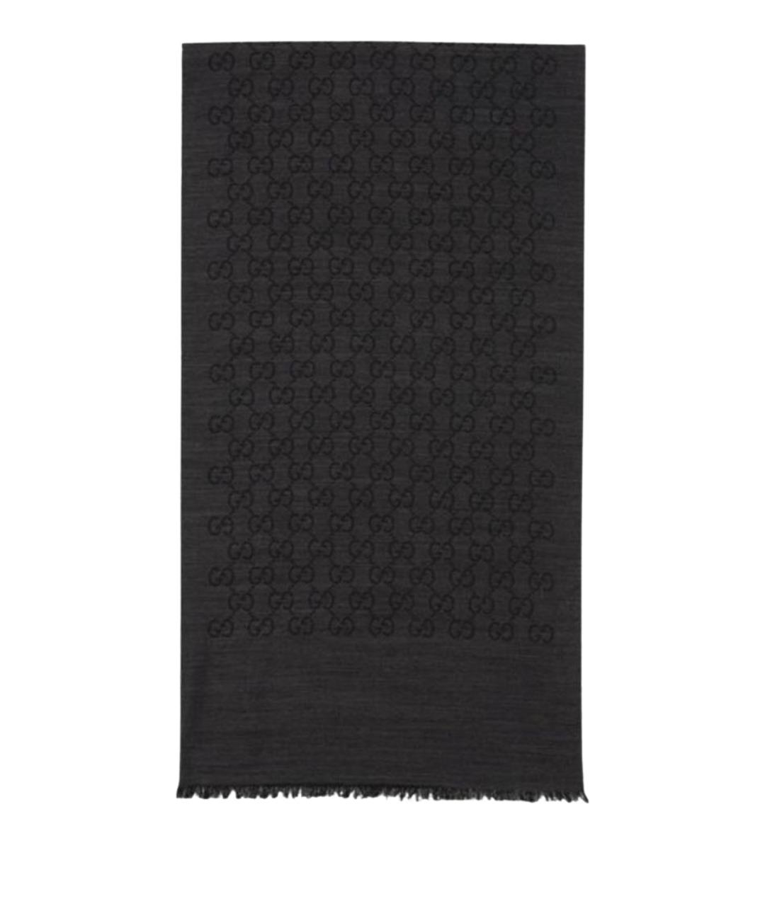 GUCCI Черный шерстяной шарф, фото 1