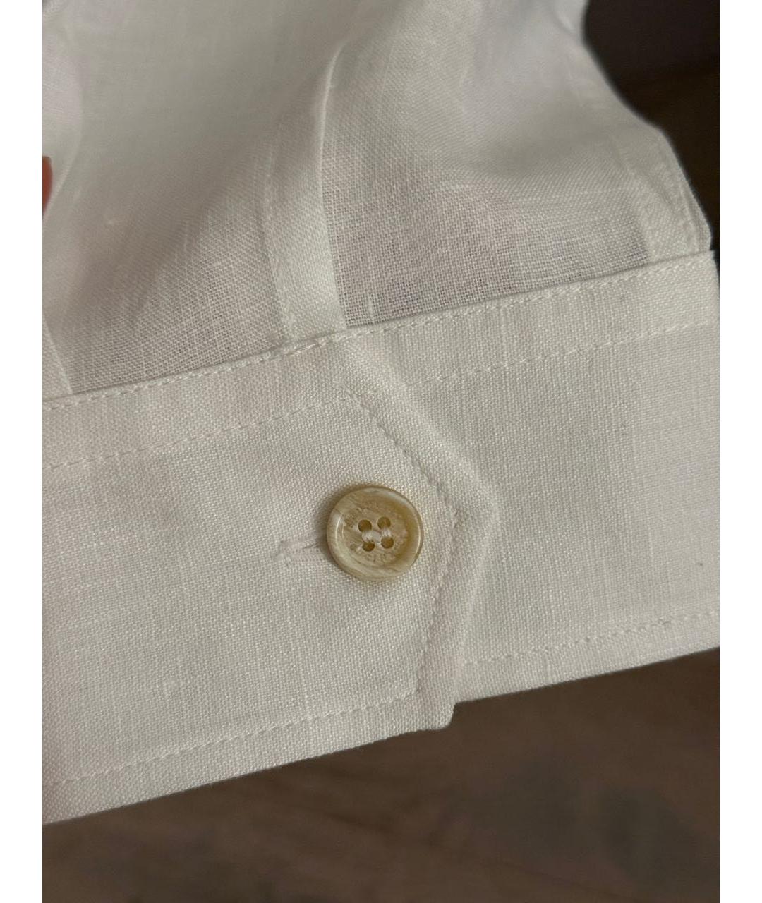 BRUNELLO CUCINELLI Белая льняная классическая рубашка, фото 4