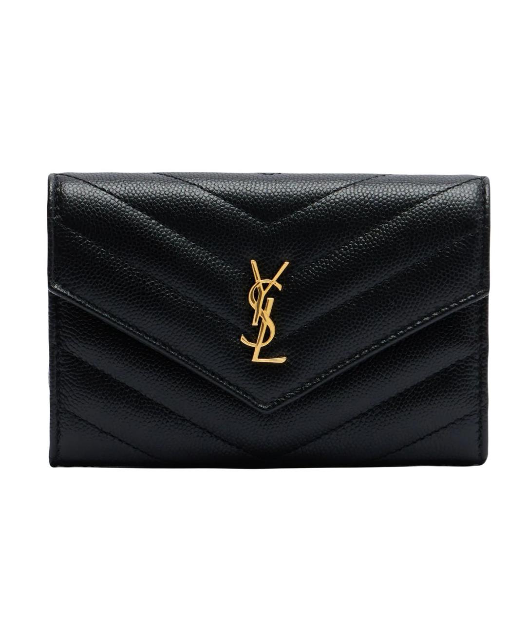 SAINT LAURENT Черный кожаный кошелек, фото 1