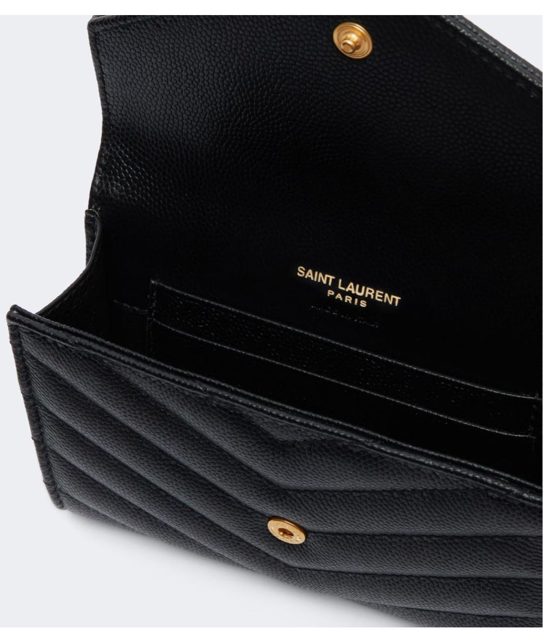 SAINT LAURENT Черный кожаный кошелек, фото 3