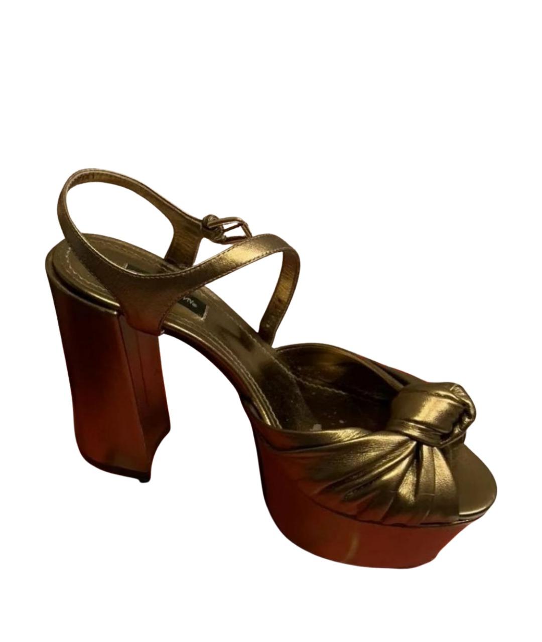 DOLCE&GABBANA Золотые кожаные босоножки, фото 1