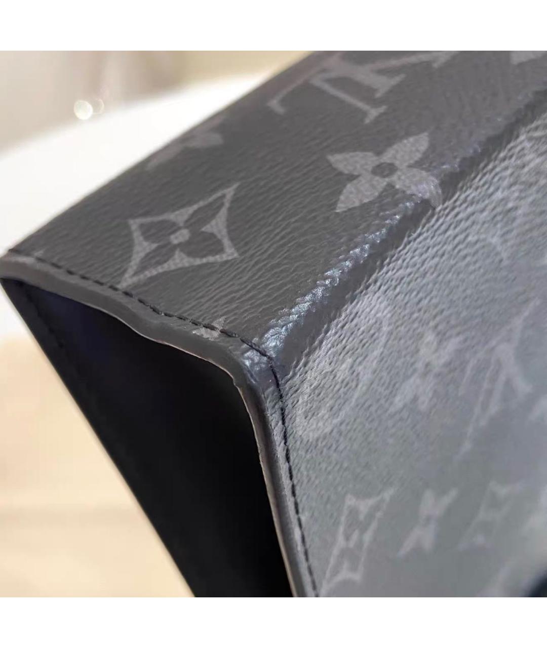 LOUIS VUITTON Черная кожаная барсетка, фото 6