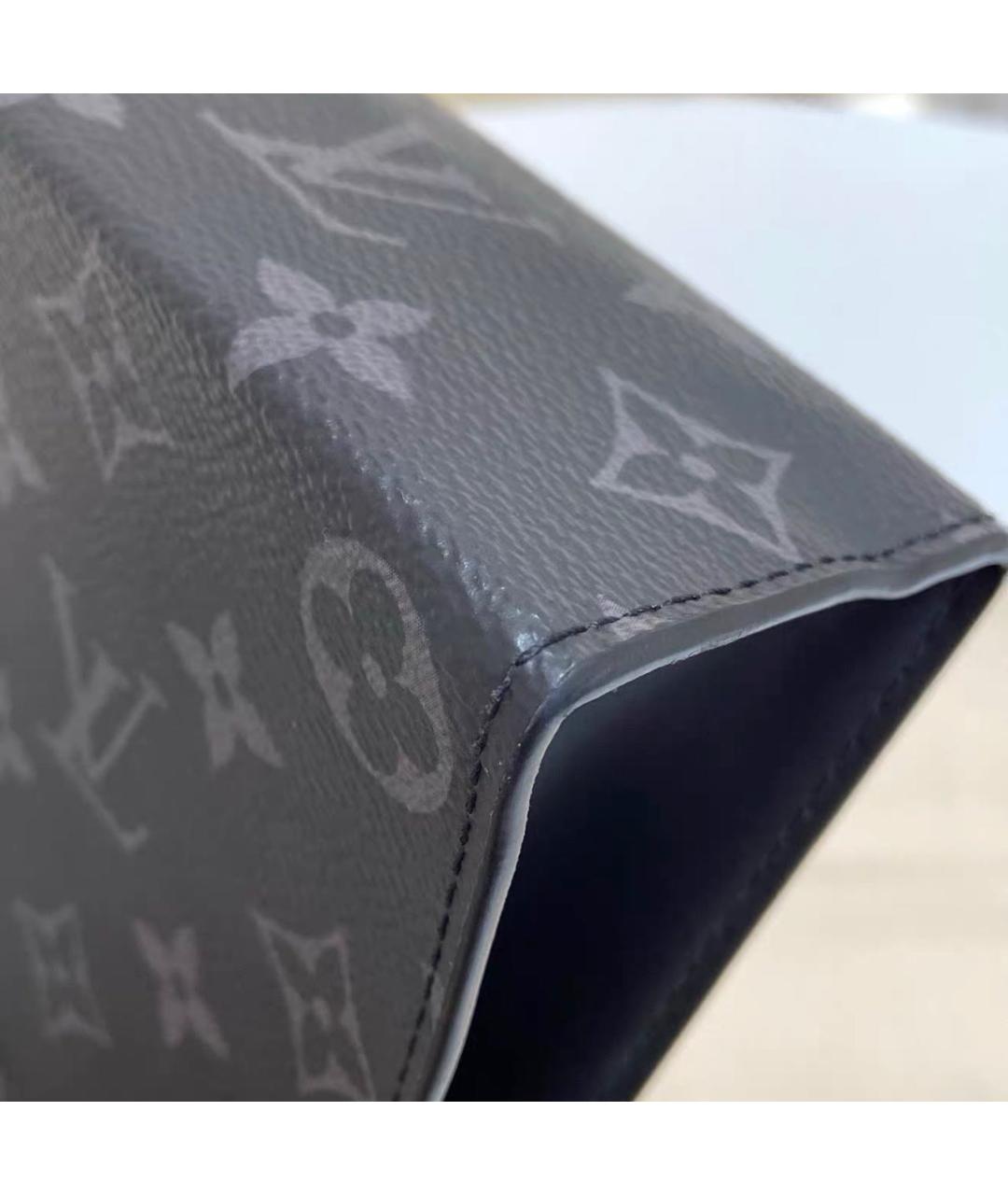 LOUIS VUITTON Черная кожаная барсетка, фото 5