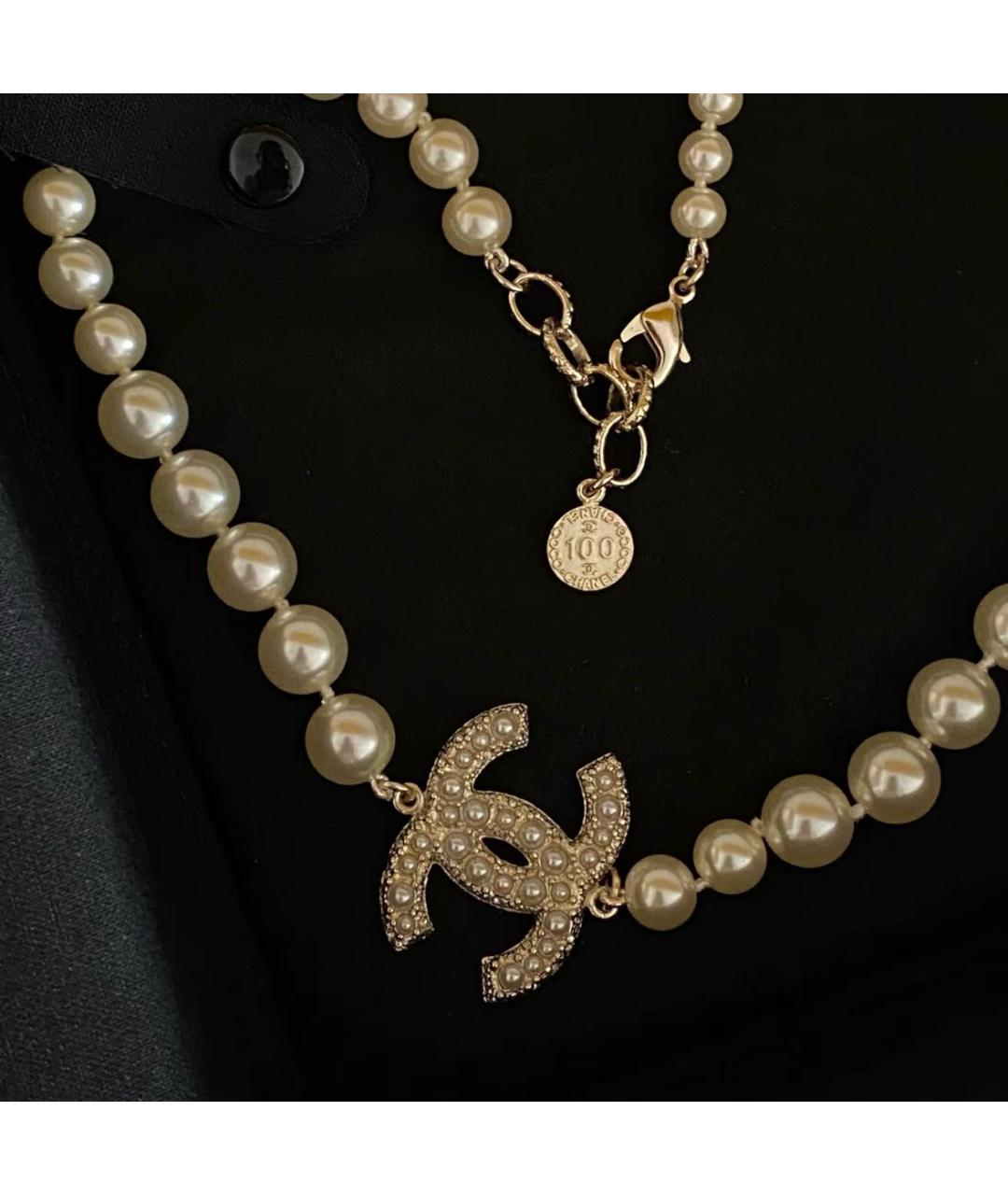 CHANEL Белое жемчужное колье, фото 4