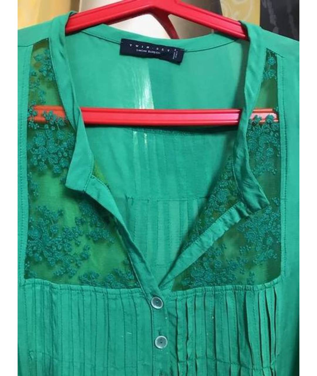 TWIN-SET Зеленая вискозная рубашка, фото 2