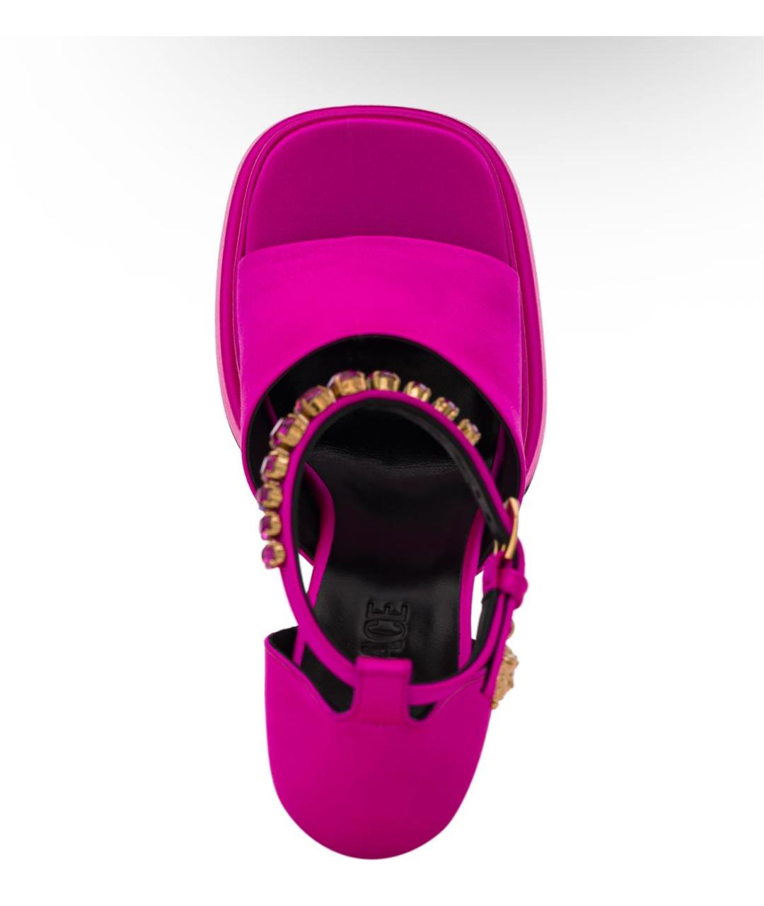 VERSACE Фуксия текстильные босоножки, фото 4