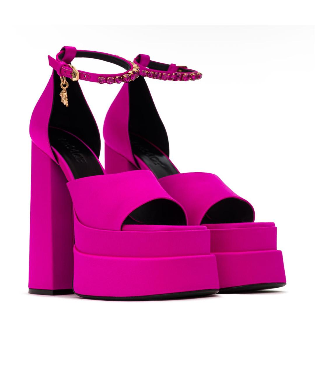 VERSACE Фуксия текстильные босоножки, фото 2