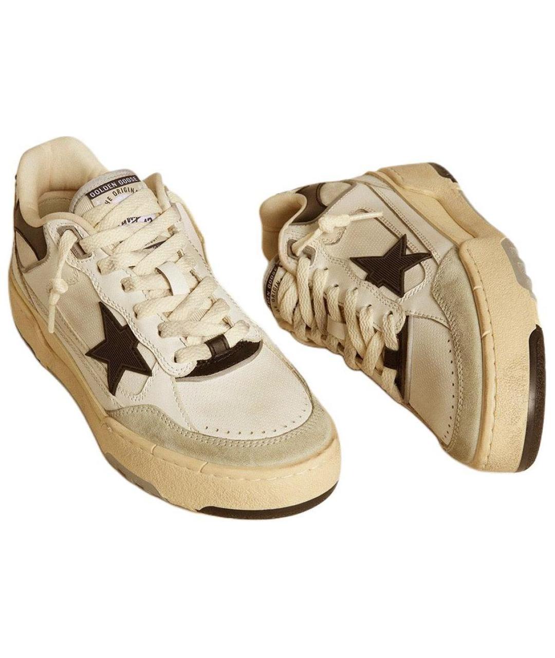 GOLDEN GOOSE Бежевые кожаные кроссовки, фото 3