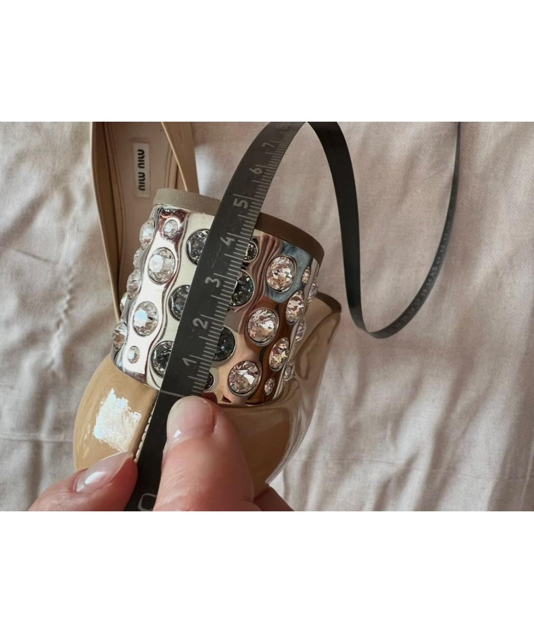 MIU MIU Бежевые кожаные туфли, фото 8