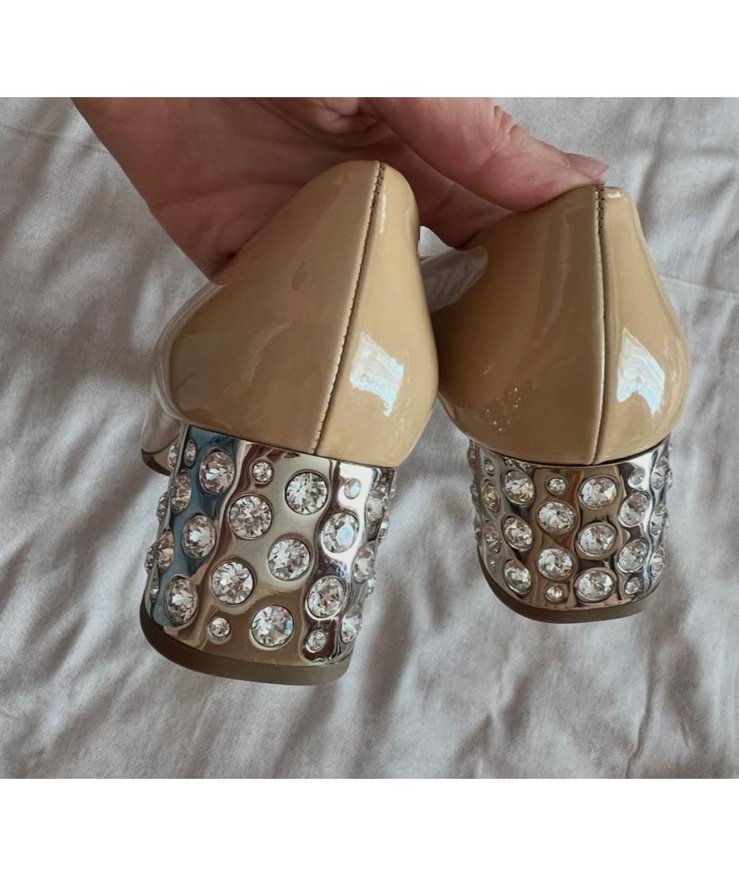 MIU MIU Бежевые кожаные туфли, фото 4