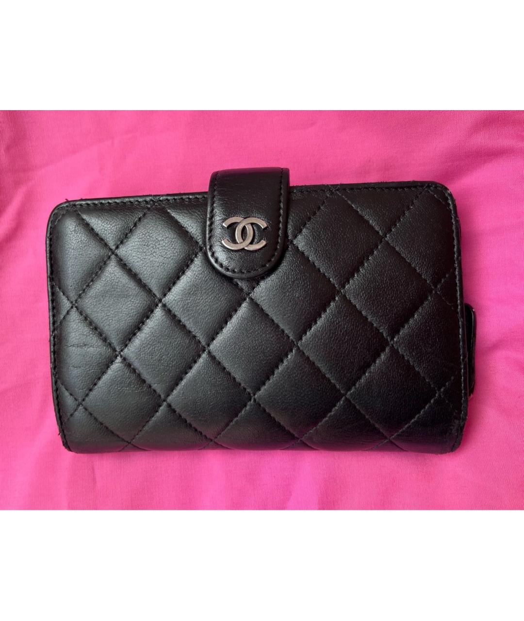 CHANEL Черный кожаный кошелек, фото 9