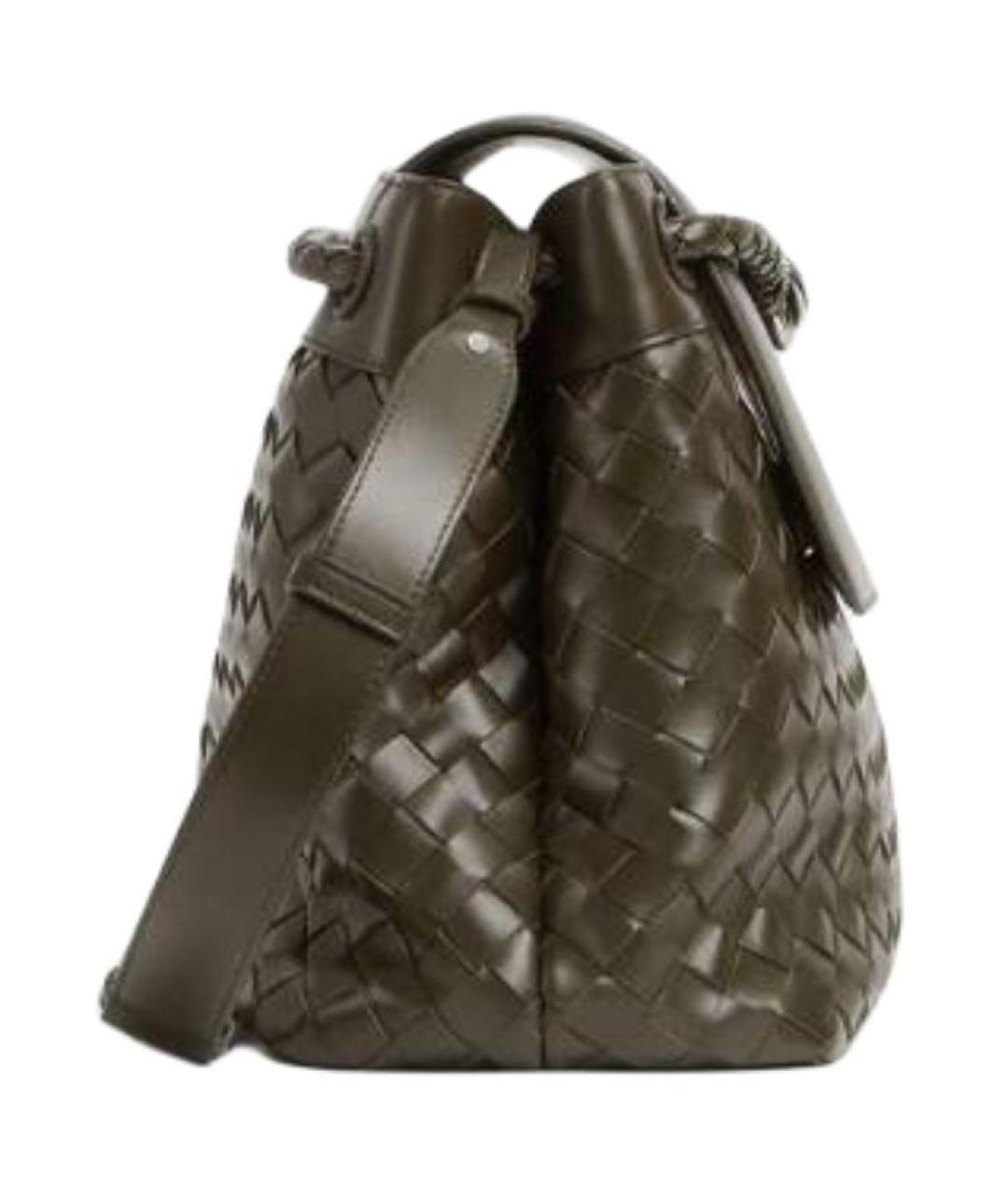 BOTTEGA VENETA Хаки кожаная сумка на плечо, фото 2