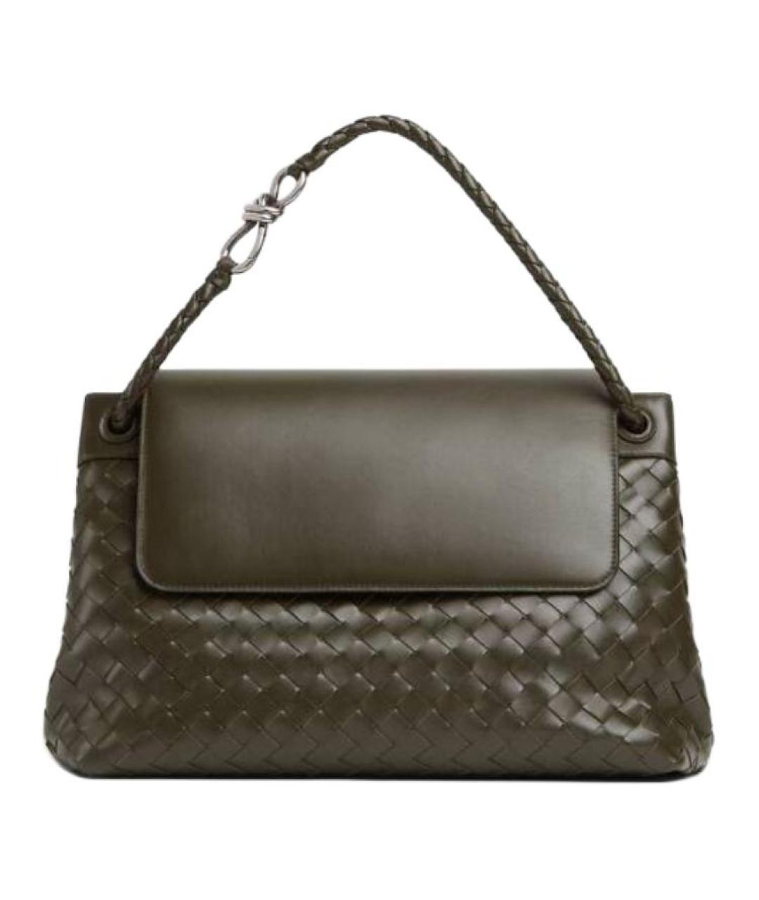 BOTTEGA VENETA Хаки кожаная сумка на плечо, фото 4