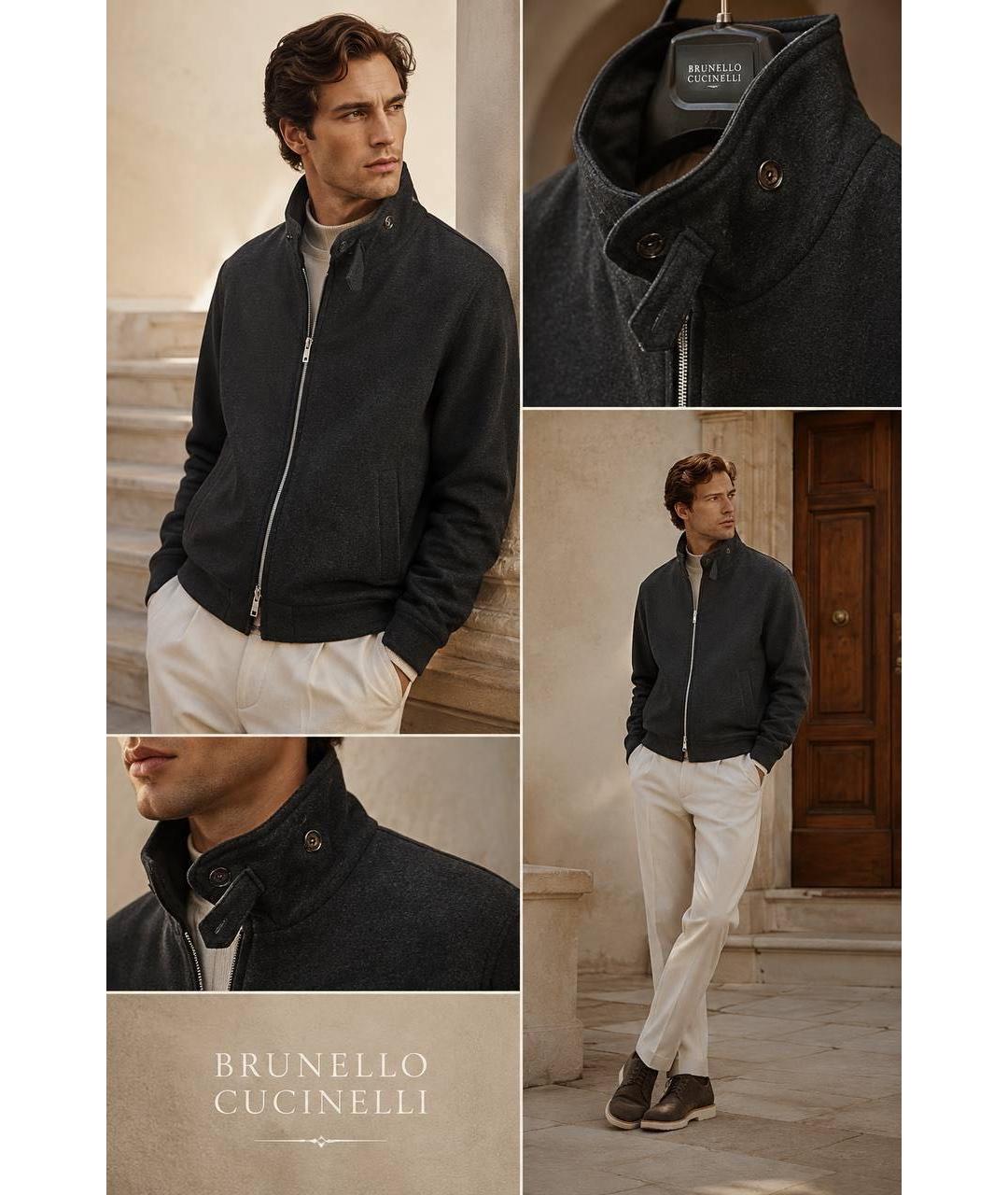 BRUNELLO CUCINELLI Серая шерстяная куртка, фото 8