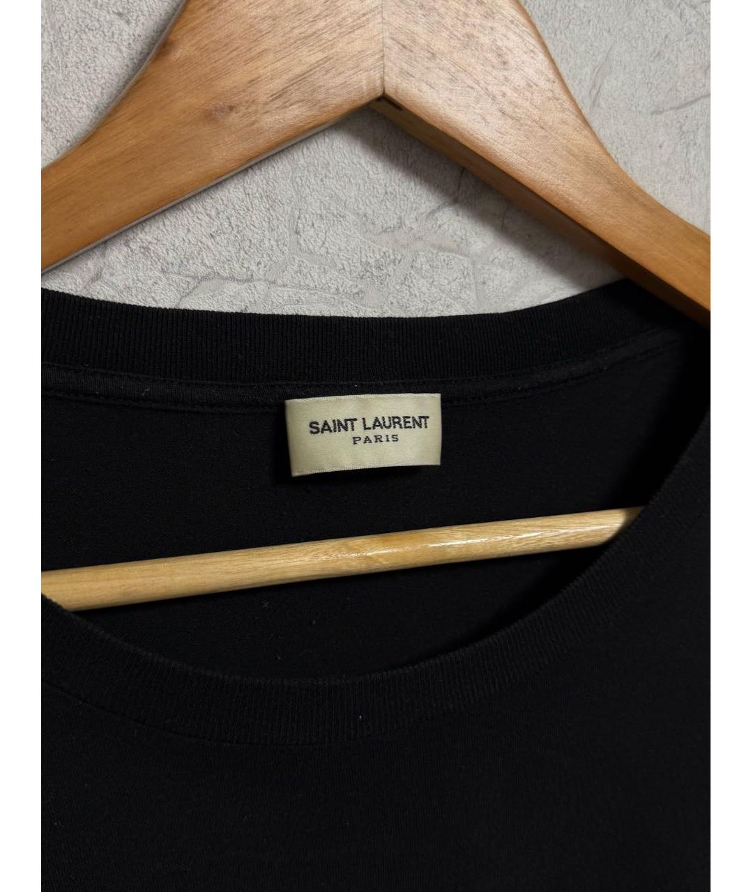 SAINT LAURENT Черная хлопковая футболка, фото 4