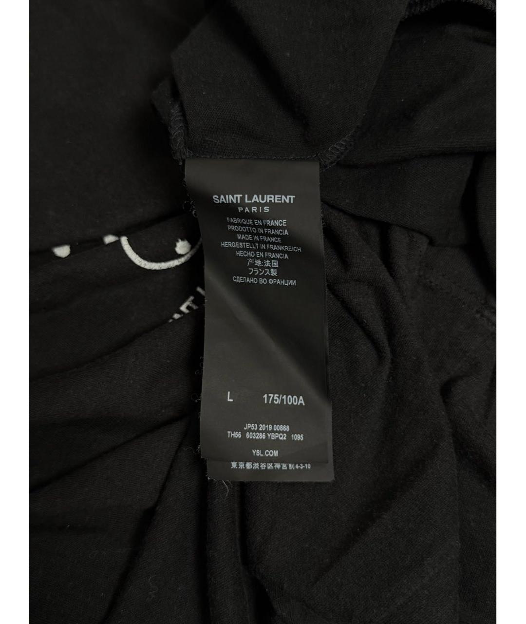SAINT LAURENT Черная хлопковая футболка, фото 5