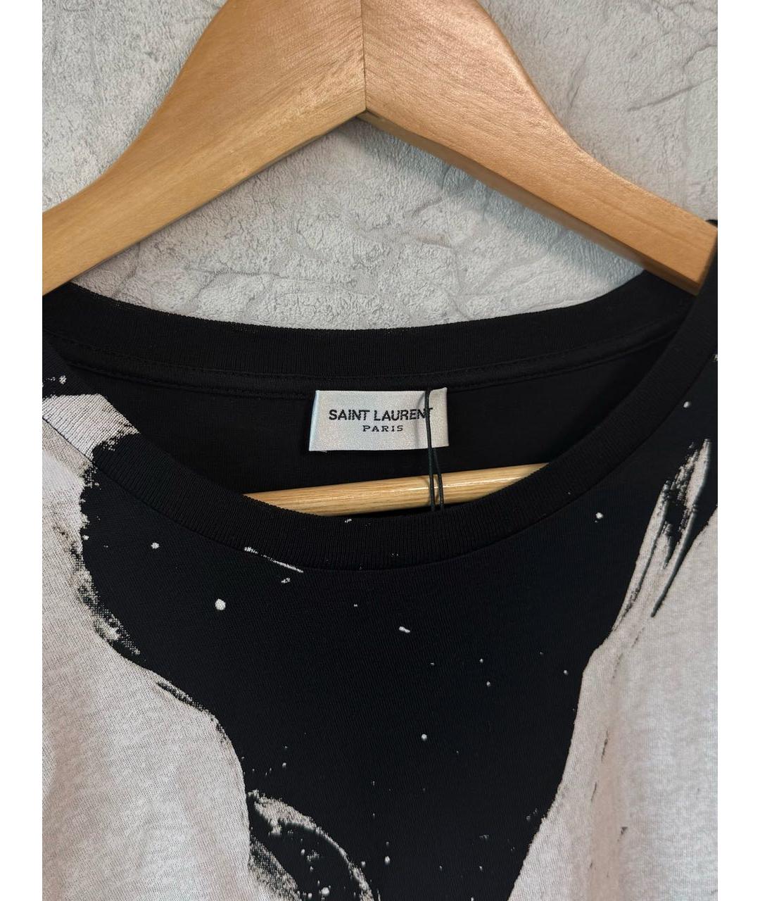 SAINT LAURENT Черная хлопковая футболка, фото 3