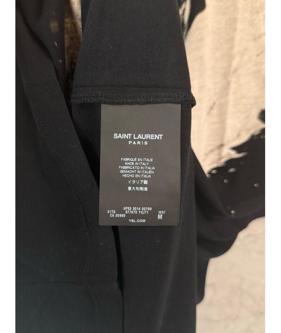 SAINT LAURENT Черная хлопковая футболка, фото 5