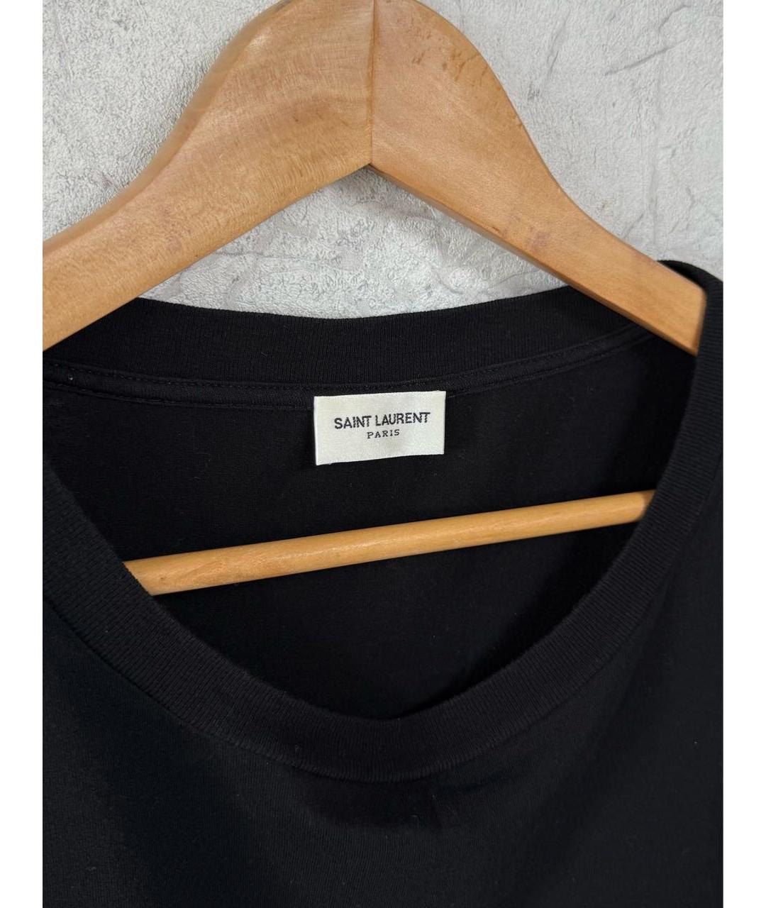 SAINT LAURENT Черная хлопковая футболка, фото 4