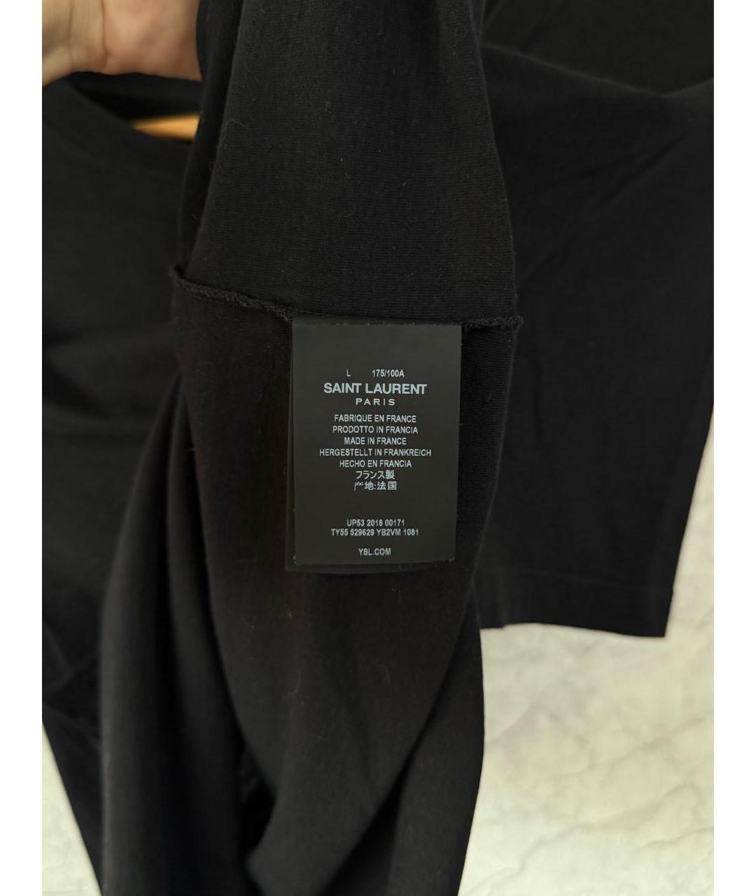 SAINT LAURENT Черная хлопковая футболка, фото 5