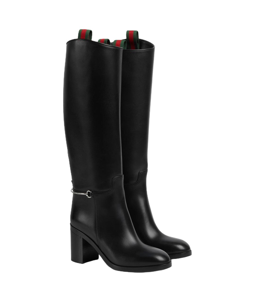 GUCCI Черные кожаные сапоги, фото 3
