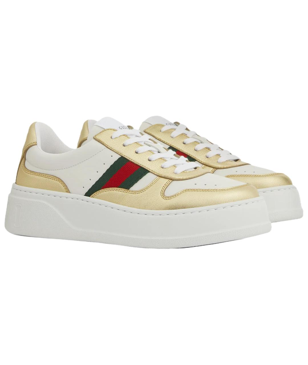 GUCCI Белые кожаные кроссовки, фото 3