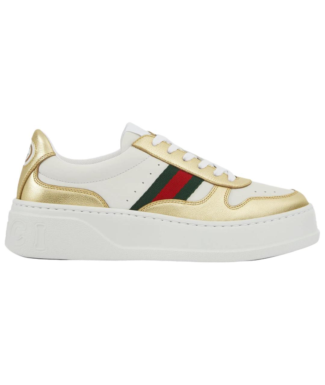 GUCCI Белые кожаные кроссовки, фото 2